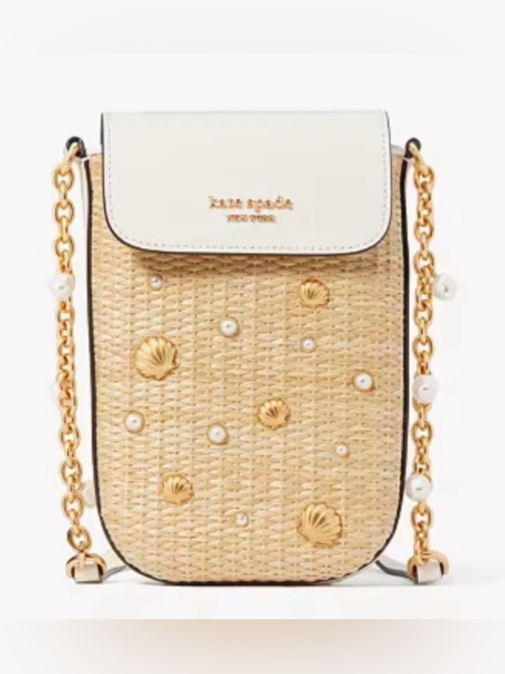 Kate Spade Steffi Embellished Straw N/S Phone Crossbody